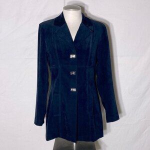 Vintage Amoretti Black 3 Toggle Long Blazer with Shoulder Pads M